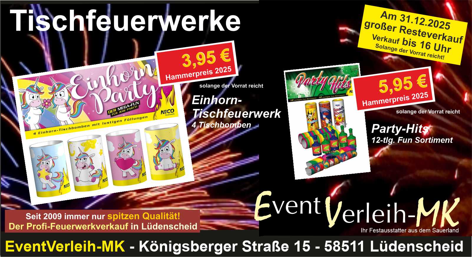 Feuerwerk - Tischfeuerwerk 2025